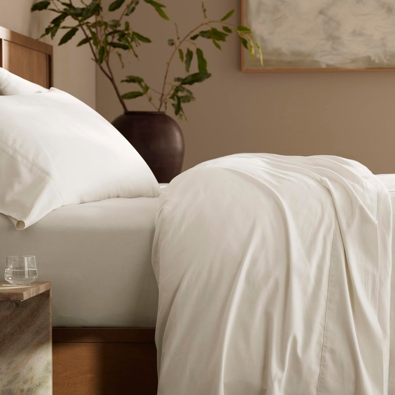 BOLL & BRANCH مجموعة ورقة Boll & Branch Signature - King + Cream Standard - الفخامة 100 ٪ من القطن العضوي - يشمل 1 مسطحات 1 مسطحات قياسية - ناعم الزبد - Image 3