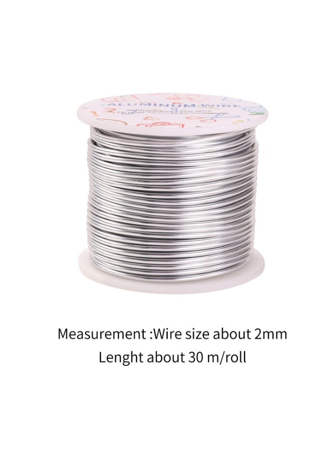VITION Aluminium Wire 2mm x 30m for Jewellery Making, DIY Craft Beading, Decorative Floral (Silver) - Image 2