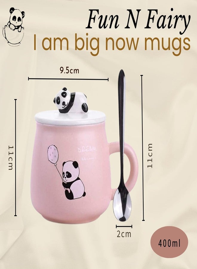 IZZHAAR Ceramic Mug with Lid and Spoon (400 ml) Microwave Safe Coffee Mugs for Gift, Panda Printed Tea Mugs with Handle, Drinking Cup with Spoon & Lid, Perfect for Home or Gifting - Image 3