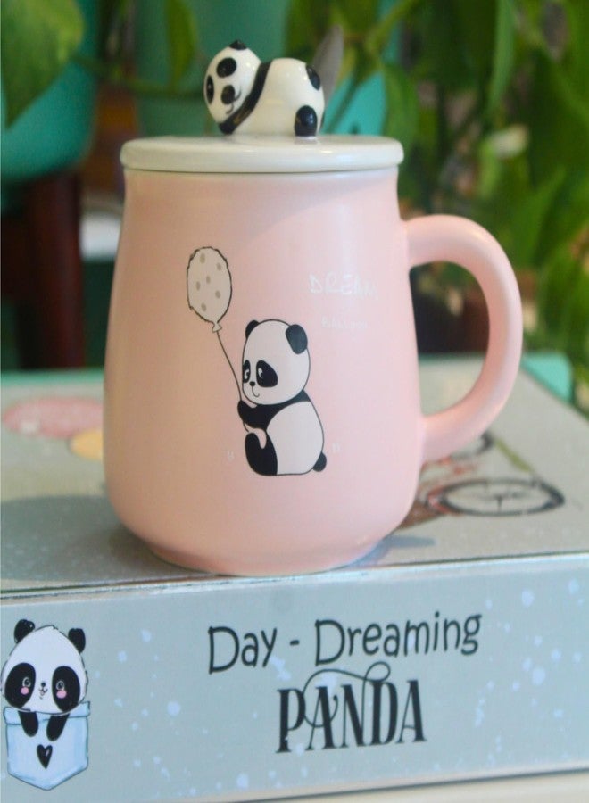 IZZHAAR Ceramic Mug with Lid and Spoon (400 ml) Microwave Safe Coffee Mugs for Gift, Panda Printed Tea Mugs with Handle, Drinking Cup with Spoon & Lid, Perfect for Home or Gifting - Image 5
