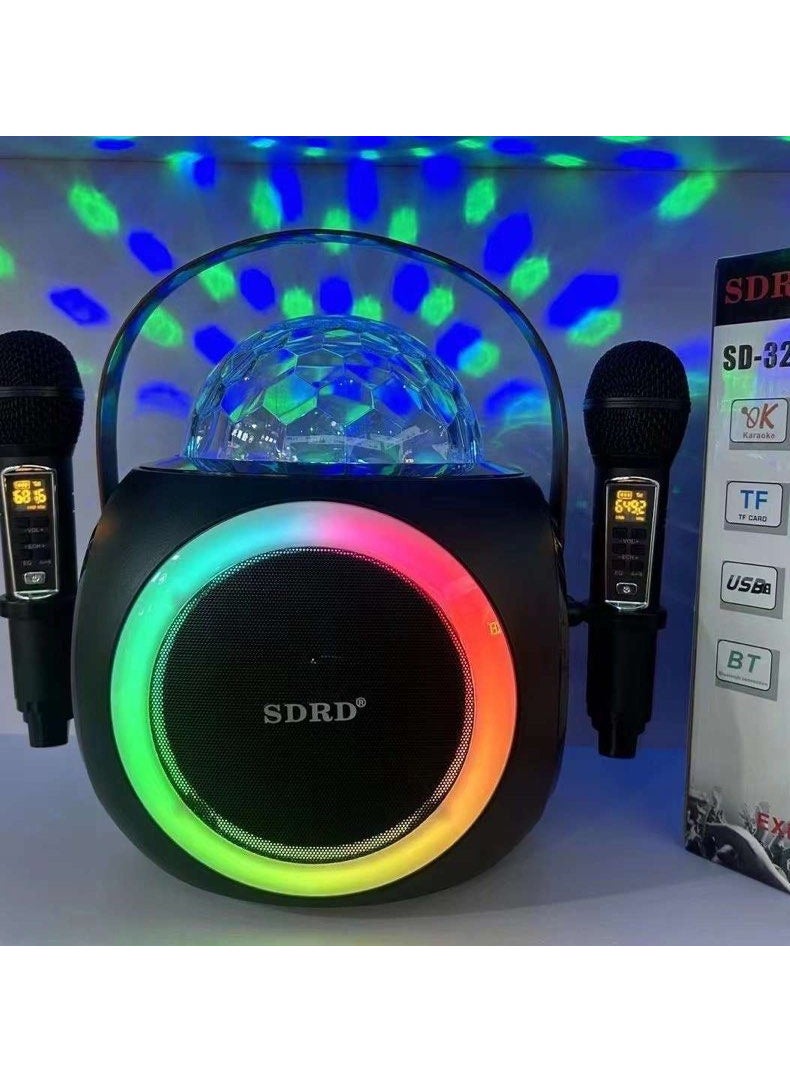 SDRD SD-325 Family Wireless Bluetooth Speaker Set Audio and Mic Integrated Machine with Color Atmosphere Light Dual Mic Party Karaoke  - Image 4