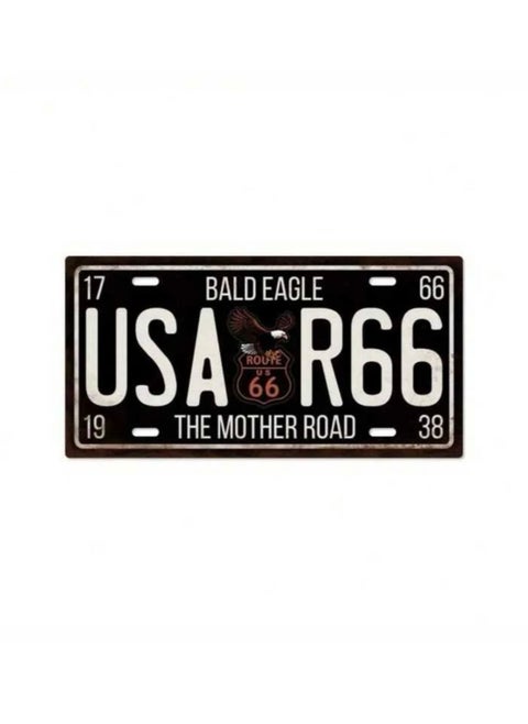 Classic design car metal license plate for decoration. Black and white