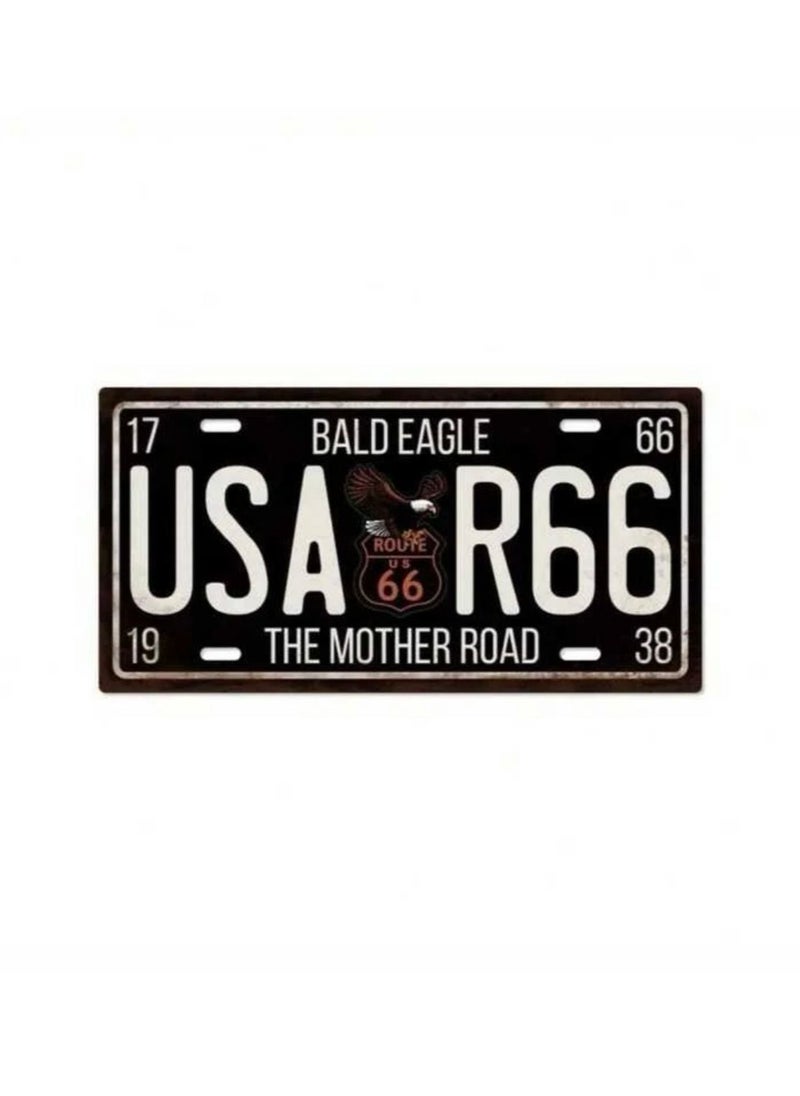 Classic design car metal license plate for decoration. Black and white