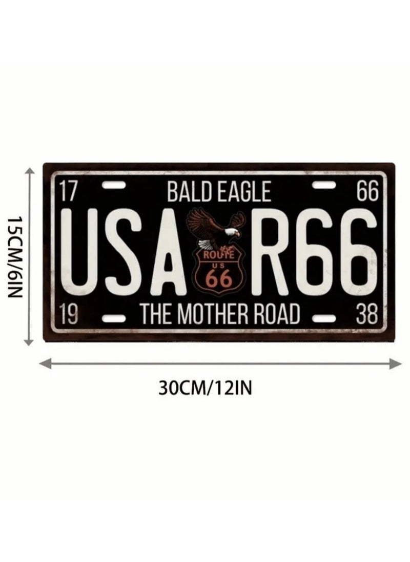 Classic design car metal license plate for decoration. Black and white