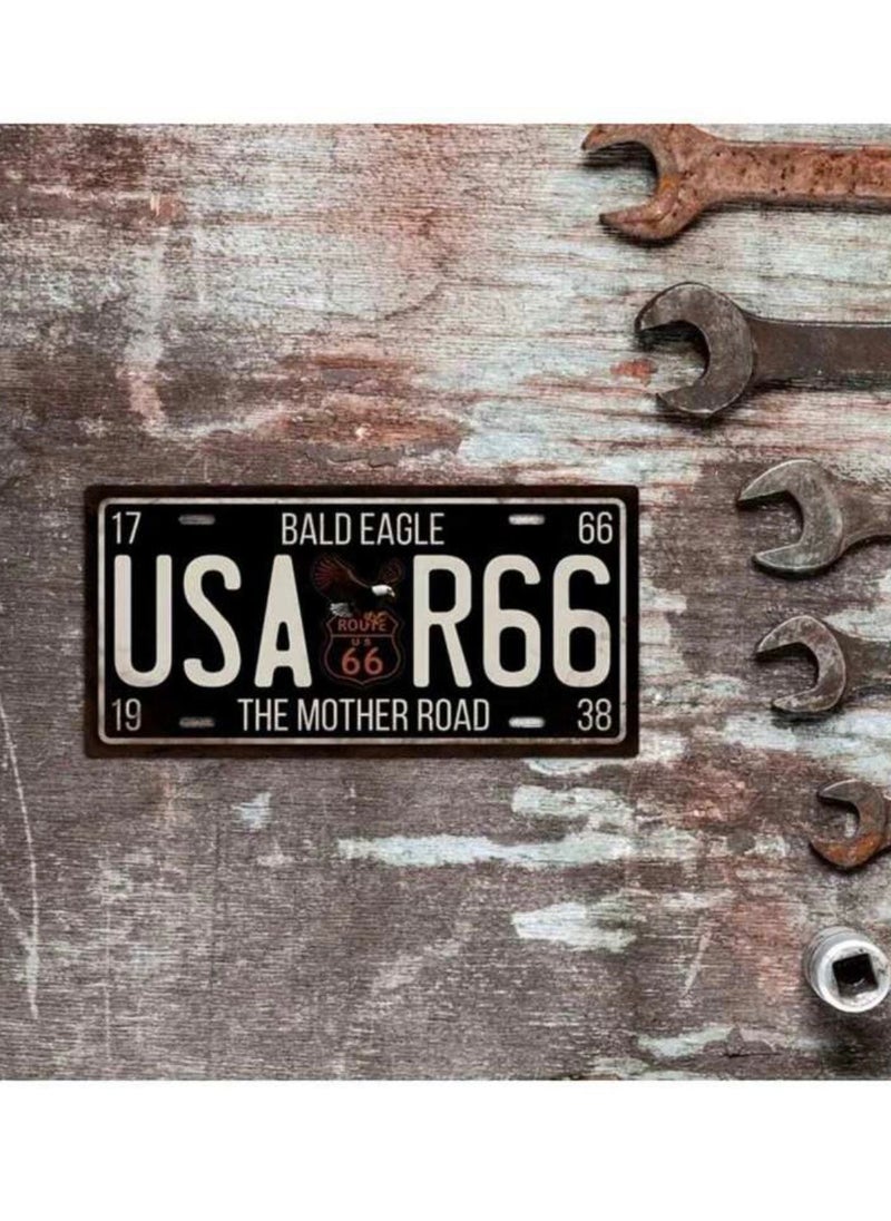 Classic design car metal license plate for decoration. Black and white