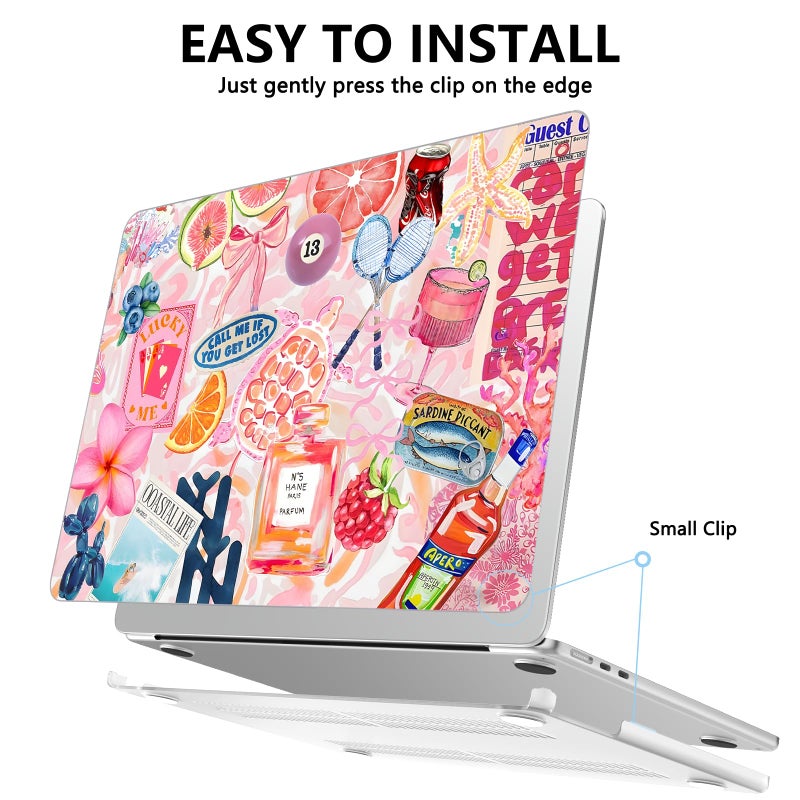 AKIT Compatible with MacBook Air 13 inch Case 2026 2025 2024-2022 M4 M3 M2 A3240 A3113 A2681, Pattern Hard Shell Laptop Case+Screen Protector+Keyboard Cover for MacBook Air 13.6 inch 2025, SumPink - Image 4