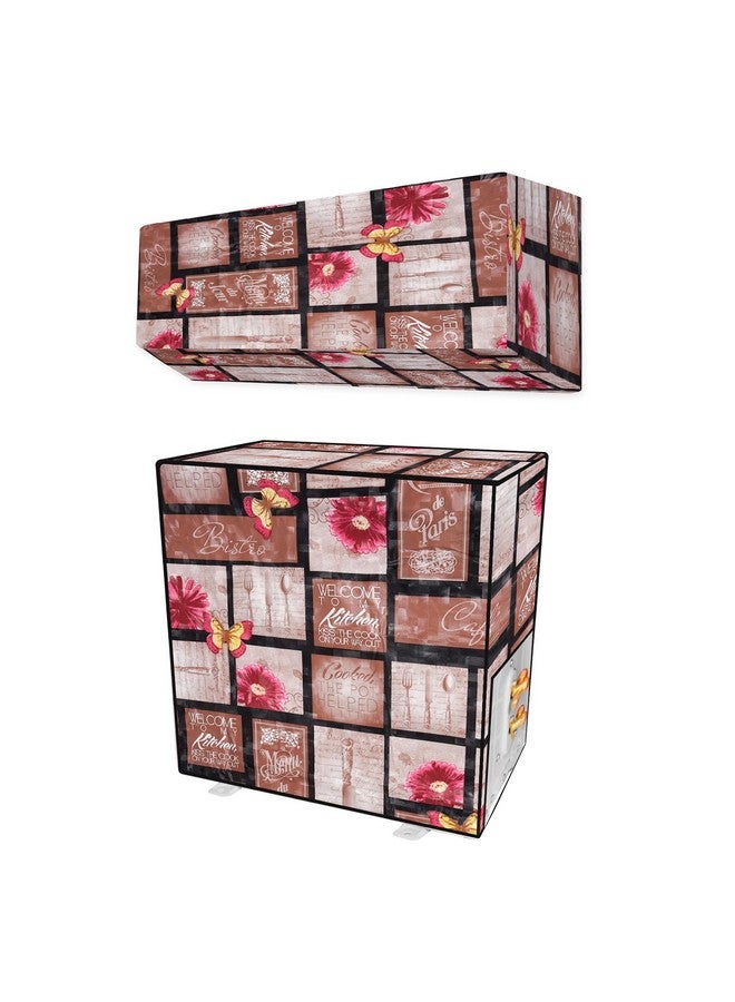 Kuber Industries Kuber Industries Split AC Cover - PVC Floral for Indoor & Outdoor Condenser, Dust Protection - 1.5 Ton, Brown  - Image 1