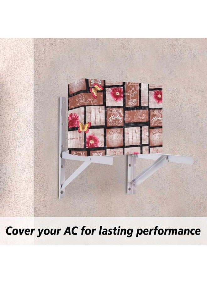 Kuber Industries Kuber Industries Split AC Cover - PVC Floral for Indoor & Outdoor Condenser, Dust Protection - 1.5 Ton, Brown  - Image 4