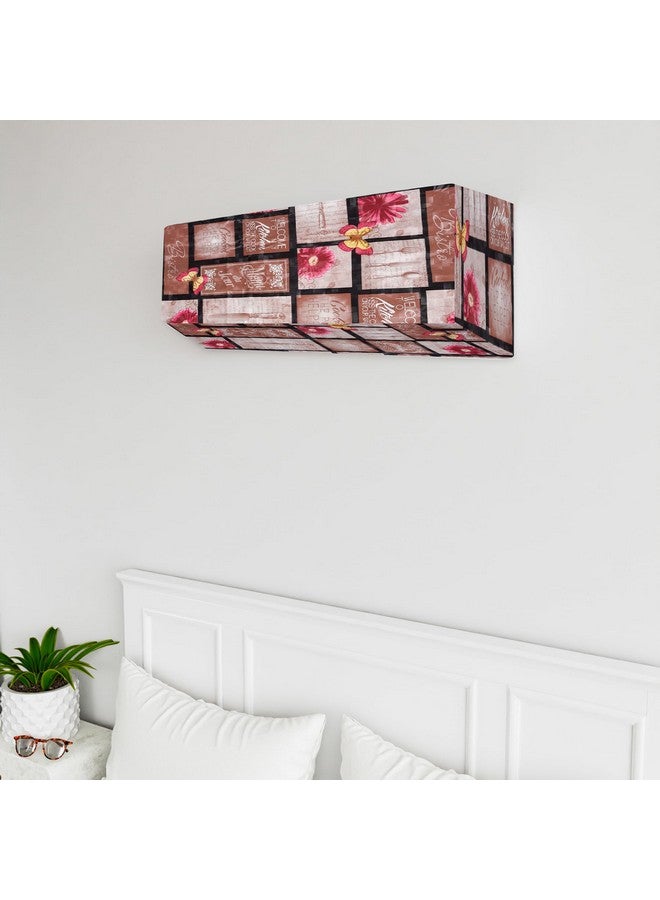 Kuber Industries Kuber Industries Split AC Cover - PVC Floral for Indoor & Outdoor Condenser, Dust Protection - 1.5 Ton, Brown  - Image 2