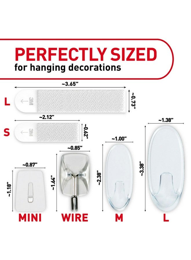 Command Command Clear Variety Pack, Including 8 Pairs of Picture Hanging Strips, 4 Clear Wire Hooks and 11 Wall Hooks for Hanging Christmas Decorations, Damage Free Hanging Up to 19 Items - Image 2