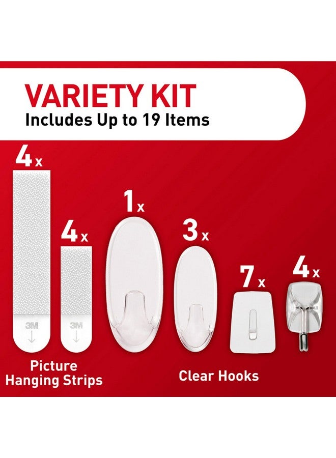 Command Command Clear Variety Pack, Including 8 Pairs of Picture Hanging Strips, 4 Clear Wire Hooks and 11 Wall Hooks for Hanging Christmas Decorations, Damage Free Hanging Up to 19 Items - Image 3