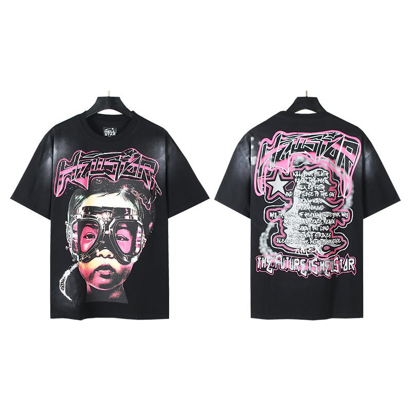 High Street Star Print Quality Cotton Tee 601 (digital printing) washed black 