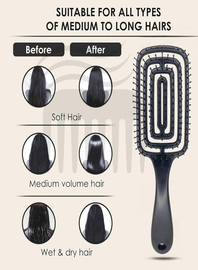 BlizzCart Vented Paddle Hair Brush, Black, 23.5 cm, for Wet & Dry Hair Detangling, Frizz Control, Scalp Massage, All Hair Types - Image 2