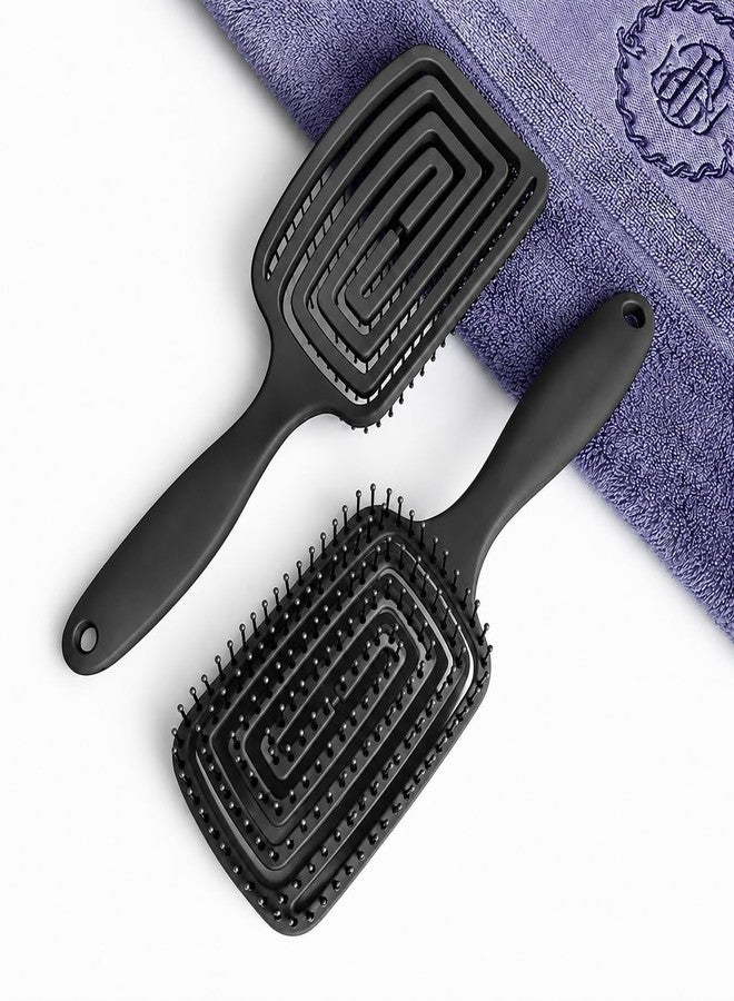 BlizzCart Vented Paddle Hair Brush, Black, 23.5 cm, for Wet & Dry Hair Detangling, Frizz Control, Scalp Massage, All Hair Types - Image 1