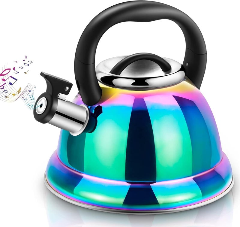 Weftnom Tea Kettle, Kettle 3.7QT, Tea Pot Whistling 316 Stainless Steel, Tea Kettle Stovetop with Cool Folding Handle, Kettle Teapot Rainbow Induction for Boiling Water, Mirror Finish - Image 1