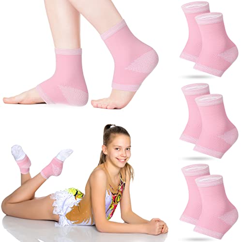 Tarpop 3 Pair Ankle Compression Sleeves for Kids Ankle Brace Compression Sleeves Foot Arch Sock for Girls Sports Running Dance Fitness GymnasticsPinkMedium - Image 2