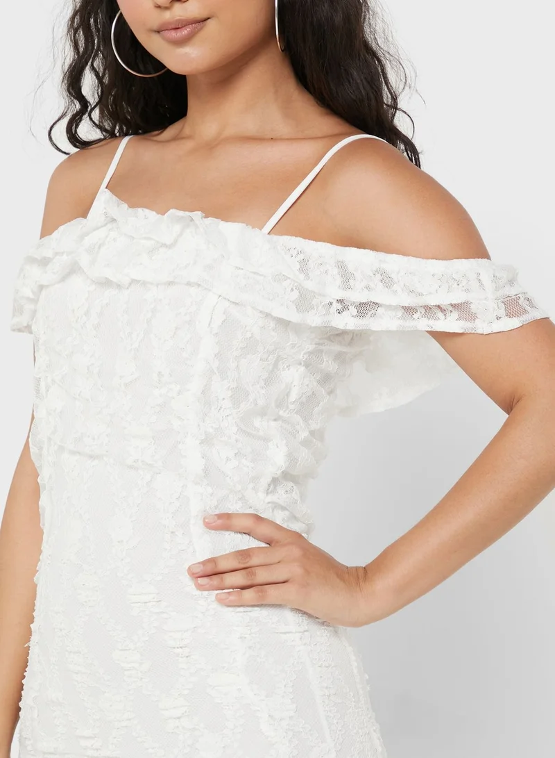 PARISIAN Bardot Lace Insert Strappy Dress