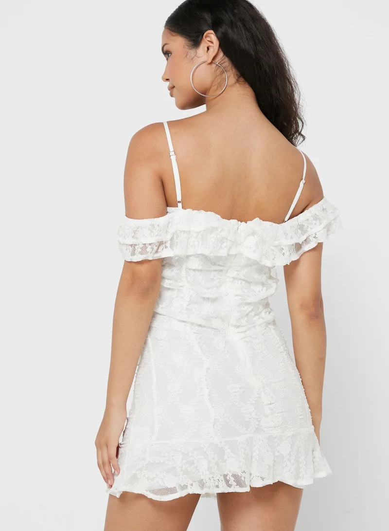 PARISIAN Bardot Lace Insert Strappy Dress