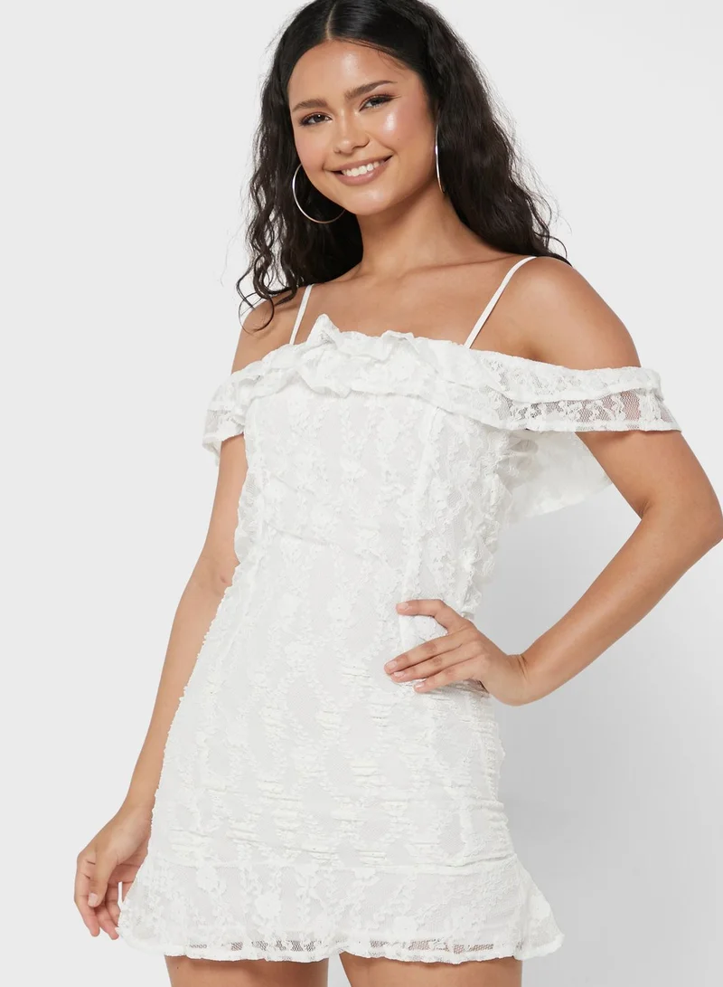 PARISIAN Bardot Lace Insert Strappy Dress