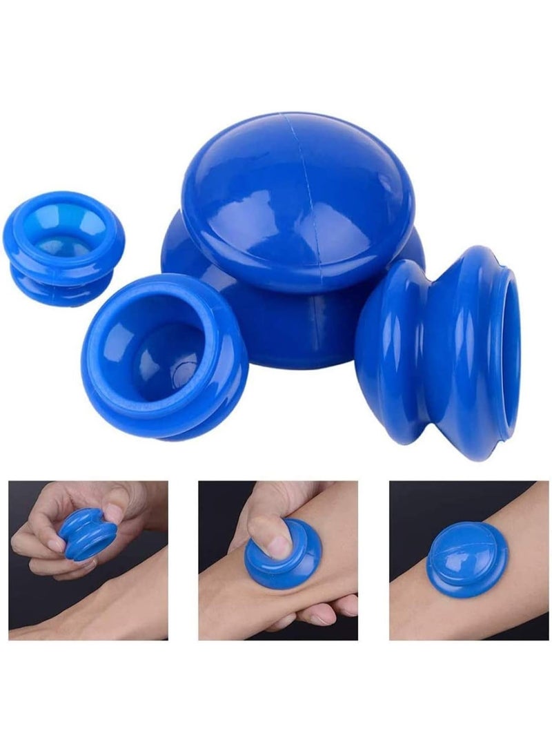 طقم أكواب الحجامة السيليكون المرنة (4 قطع) - طقم تدليك الجسم والوجه الاحترافي لتخفيف الآلام، تقليل السيلوليت، وتنشيط الدورة الدموية - مقاسات متعددة - Image 1