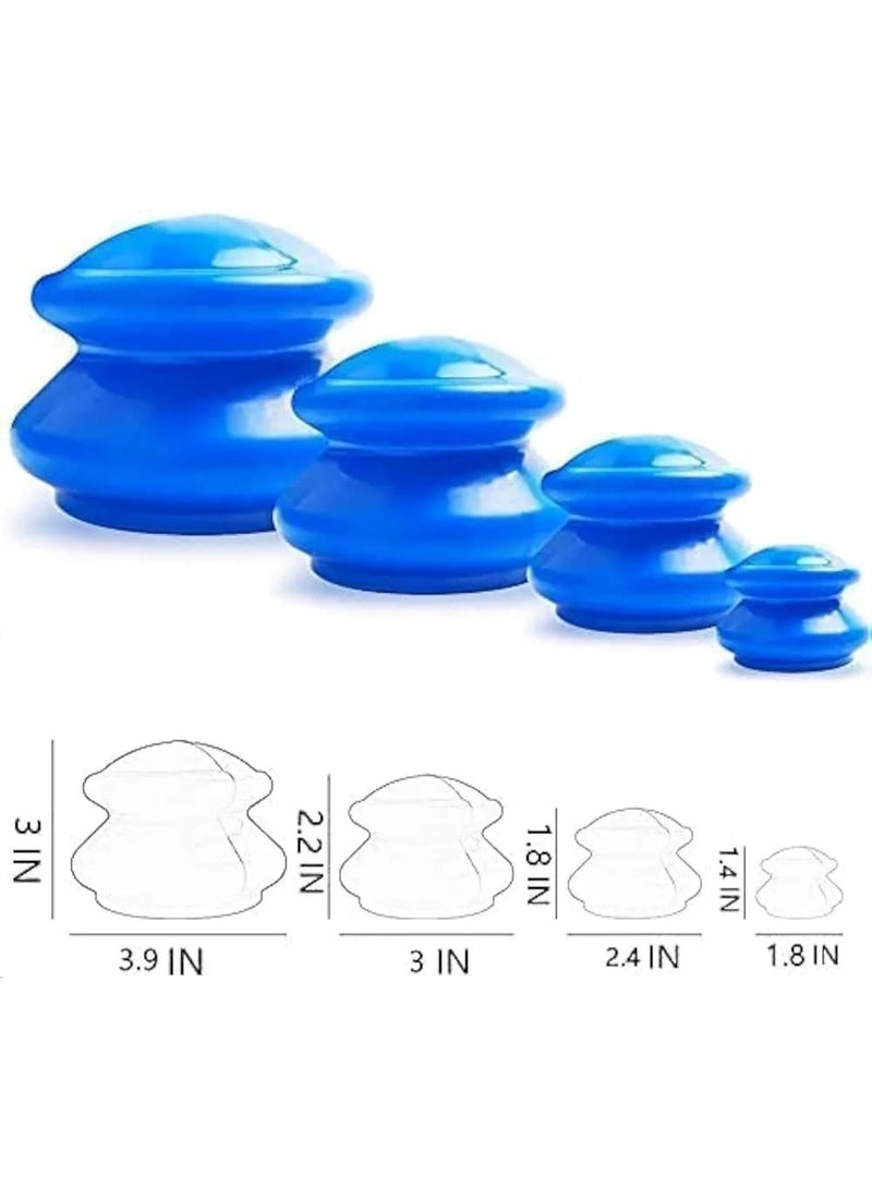 طقم أكواب الحجامة السيليكون المرنة (4 قطع) - طقم تدليك الجسم والوجه الاحترافي لتخفيف الآلام، تقليل السيلوليت، وتنشيط الدورة الدموية - مقاسات متعددة - Image 5