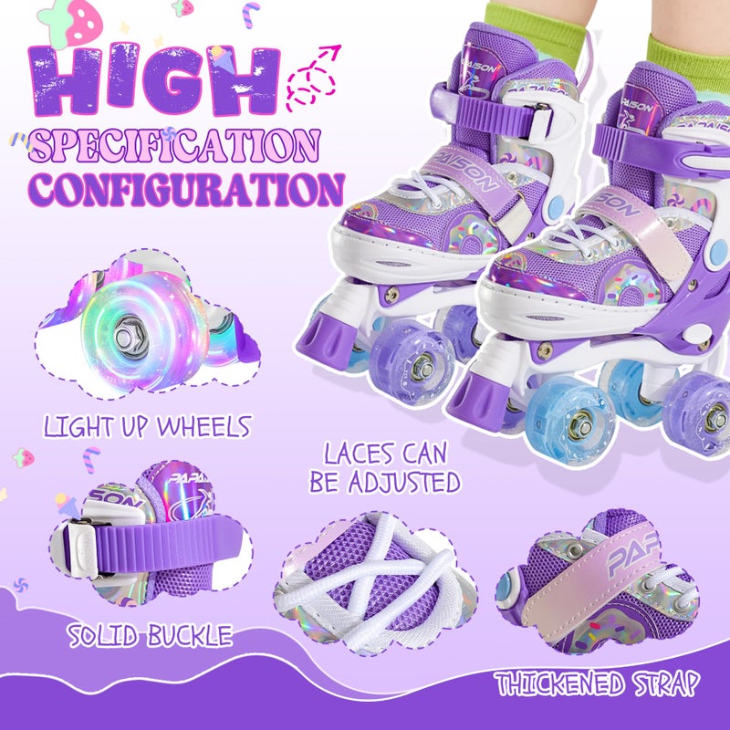 PAPAISON Adjustable Roller Skates for Girls Illuminating Wheels, Kids Toddler Rollerskates Ages 4-6 5-8 8-12 - Image 5