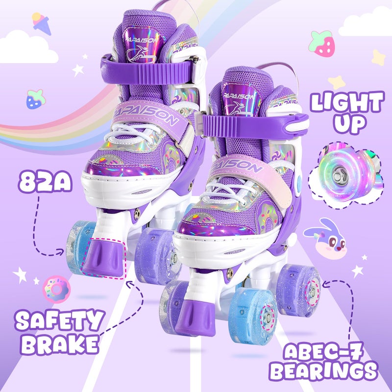PAPAISON Adjustable Roller Skates for Girls Illuminating Wheels, Kids Toddler Rollerskates Ages 4-6 5-8 8-12 - Image 4