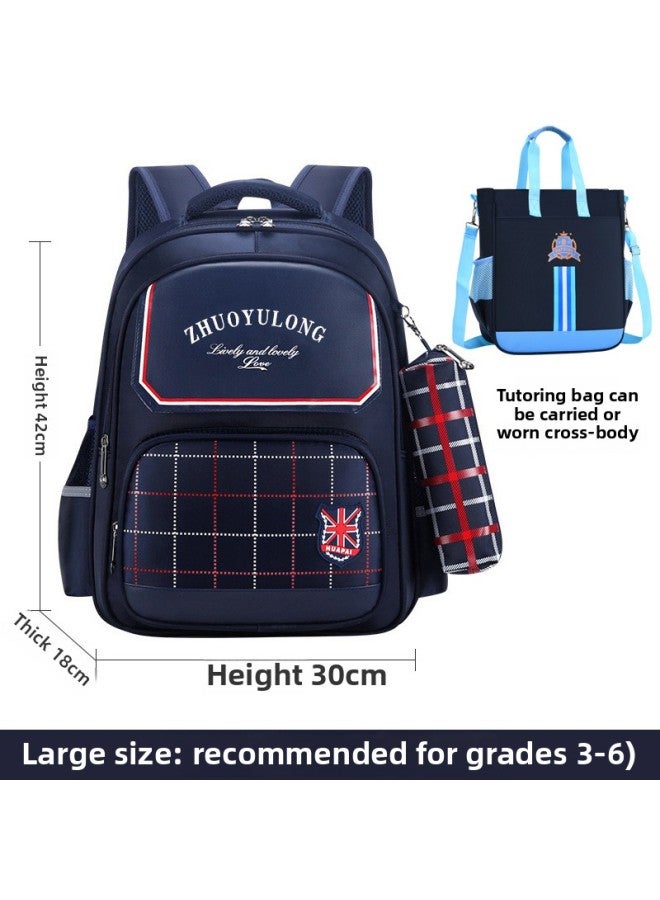 Schoolbag For Primary School Students In The Opening Season Children's Backpack For Grades 1-3-6 6-9-12 Years Old Bag-Color:Dark Blue-men's  Large Size For Grades 3-6) - Image 1