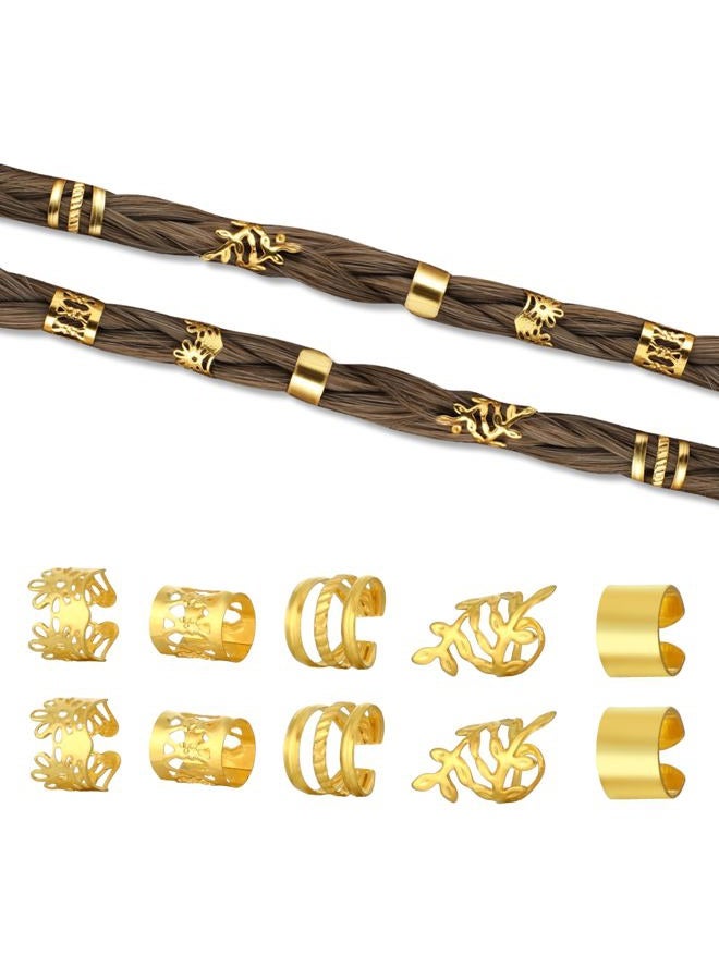 Prasacco 50 Pieces Gold Hair Jewelry for Braids, Loc Jewelry for Hair Dreadlocks Braid Jewelry Accessories Metal Gold Rings Cuffs Clip Hair Braids Jewelry Decorations for Women and Girls - Image 4