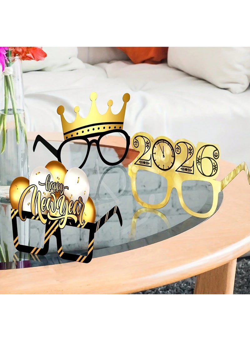 New Year's decorations: 12 paper glasses in various shapes and in gold and black for your New Year's celebration. - Image 3