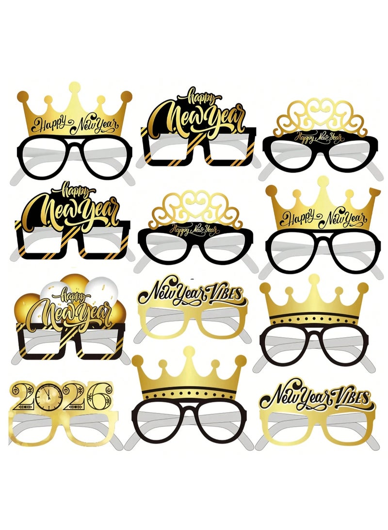 New Year's decorations: 12 paper glasses in various shapes and in gold and black for your New Year's celebration. - Image 1