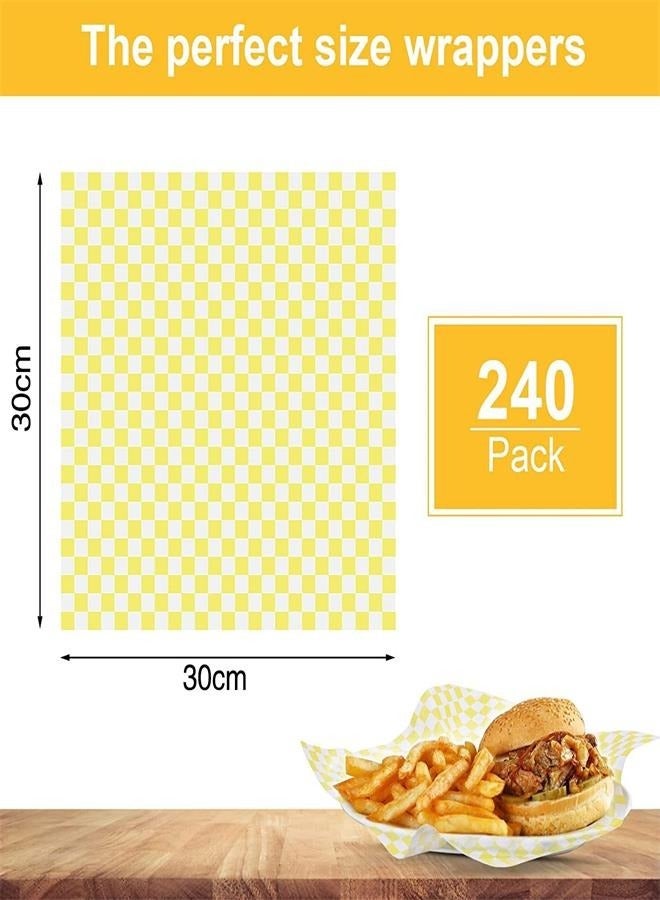 240 Sheets Wax Deli Paper Sheets for Food 30*30 cm Checkered Dry Waxed Deli Paper Sheet for Sandwich Paper Liner, Food Basket Liners, Food Wrapping - Image 2