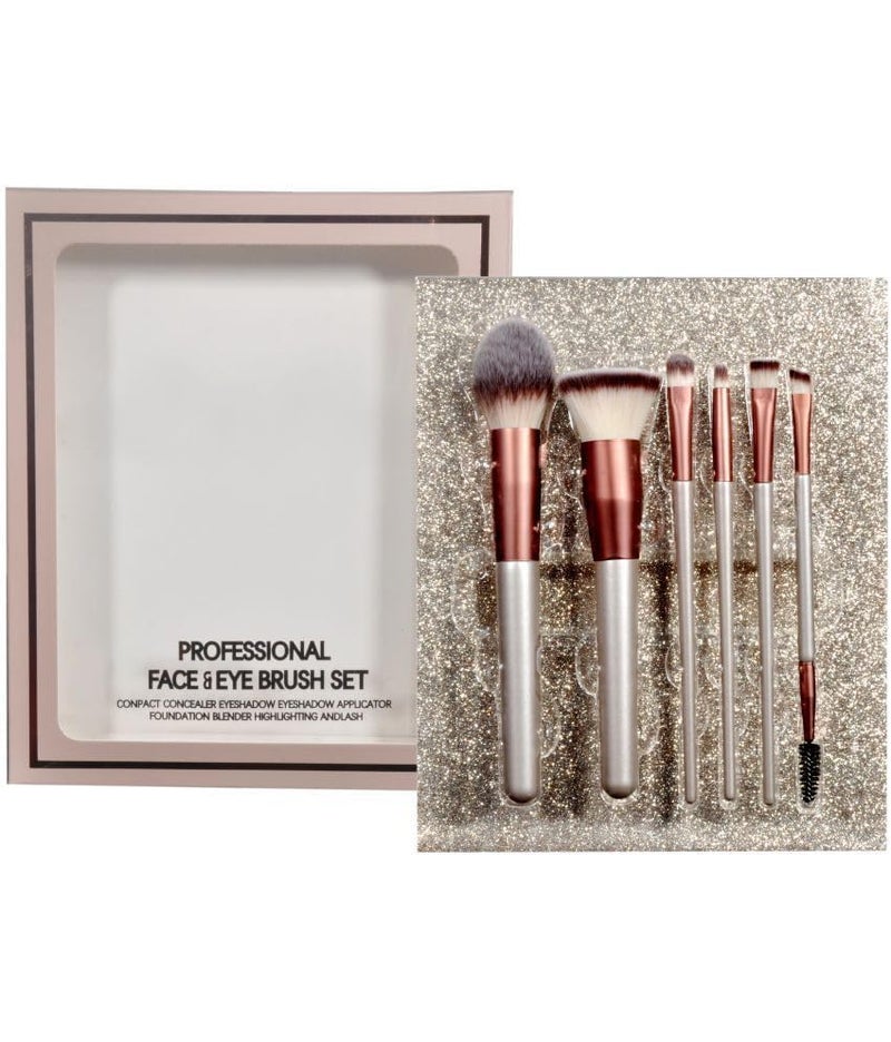 KIRA Professional Face And Eye Makeup Brushes Set Of 6pcs Makeup Brushes Premium Synthetic Bristle Face And Eye Makeup Brushes Set For Women - Image 1
