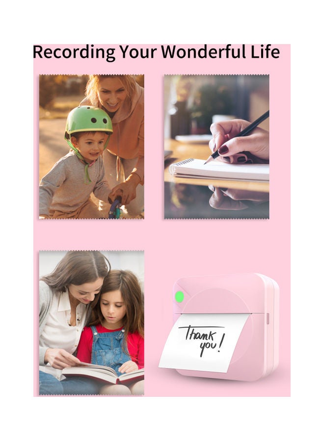 Mini Pocket Photo Printer With 1 Paper Roll Pink - Image 4
