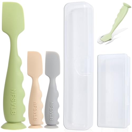 NFSVLB Baby Diaper Cream Spatula with Case1 Large 2 Mini Butt Paste Spatula with 2 Travel CaseSoft Baby Butt spatula baby Diaper Cream ApplicatorDiaper Rash spatula Bum Spatulas Brush - Image 1