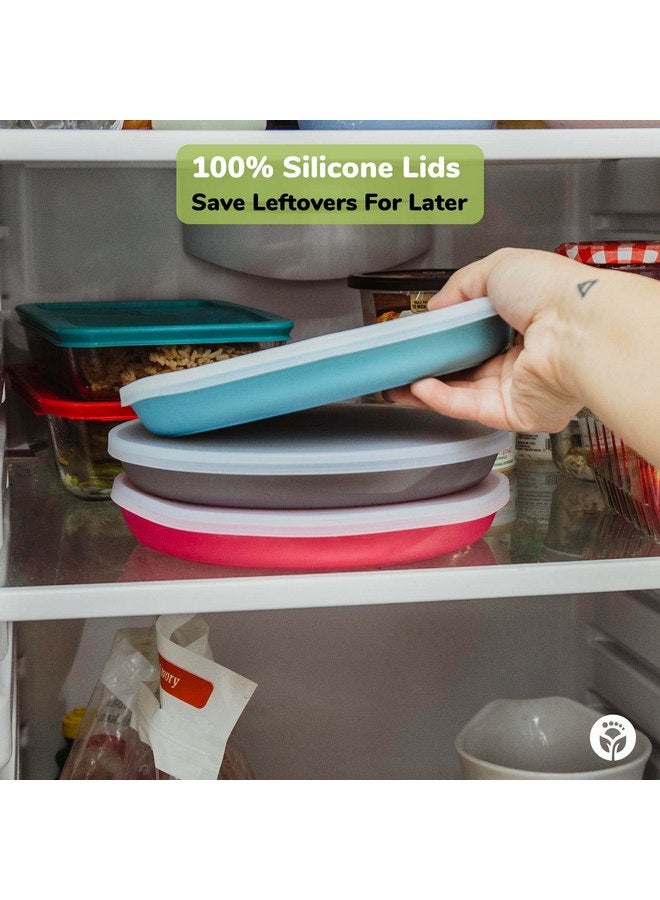 وي سبراوت أطباق الخيزران مع الأغطية من WeeSprout، مجموعة من 4 أطباق الخيزران للأطفال، تصميم بحجم الأطفال، أطباق الخيزران للأطفال مع الأغطية لبقايا الطعام، آمنة للاستخدام في غسالة الأطباق (أزرق، أخضر، رمادي، وبيج) - Image 4