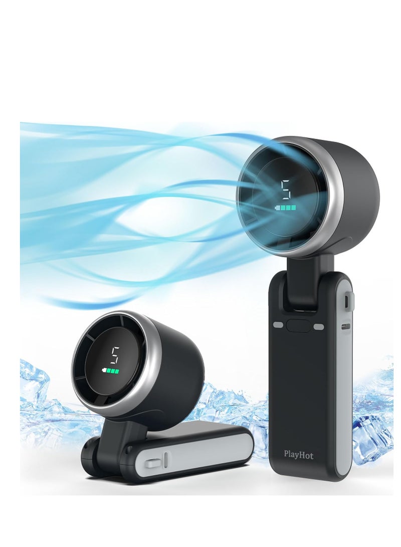 general Portable Handheld Turbo Fan, 5 Gear Wind, Battery Operated, Up to 12 Working Hours, 3 IN 1 Hand Fan with Air Turbo Tech Cooling Fan for Outdoor Activities, Travel, Beach (Black) - Image 1