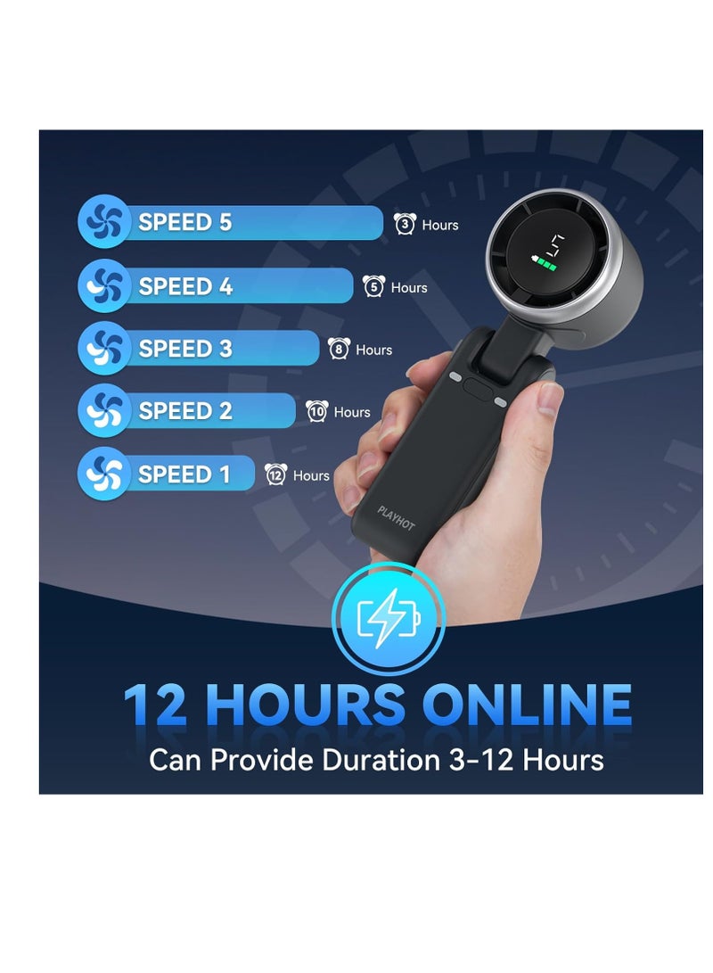 general Portable Handheld Turbo Fan, 5 Gear Wind, Battery Operated, Up to 12 Working Hours, 3 IN 1 Hand Fan with Air Turbo Tech Cooling Fan for Outdoor Activities, Travel, Beach (Black) - Image 3