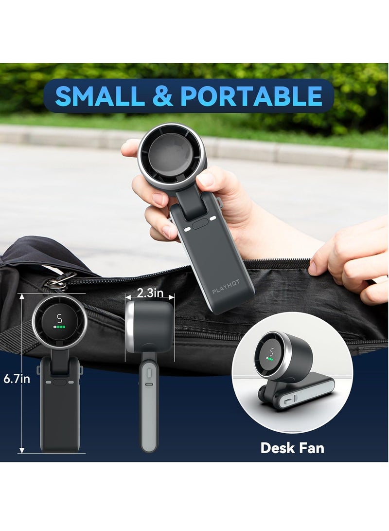 general Portable Handheld Turbo Fan, 5 Gear Wind, Battery Operated, Up to 12 Working Hours, 3 IN 1 Hand Fan with Air Turbo Tech Cooling Fan for Outdoor Activities, Travel, Beach (Black) - Image 5