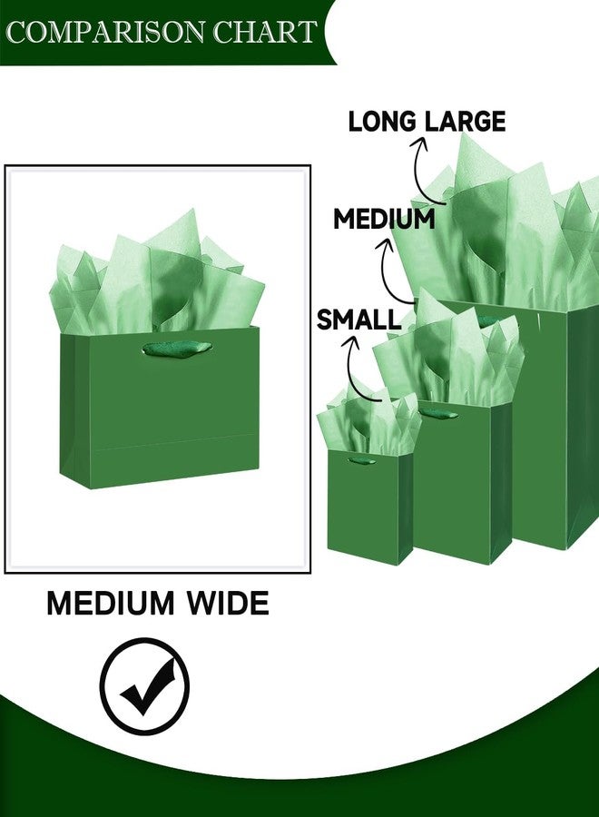 qiqee 24PCS Dark Green Gift Bags with Ribbon Handles 9.6"x7.9"x4.3" Medium Size Gift Bags (Tissue Paper included, Medium Wide - Image 4