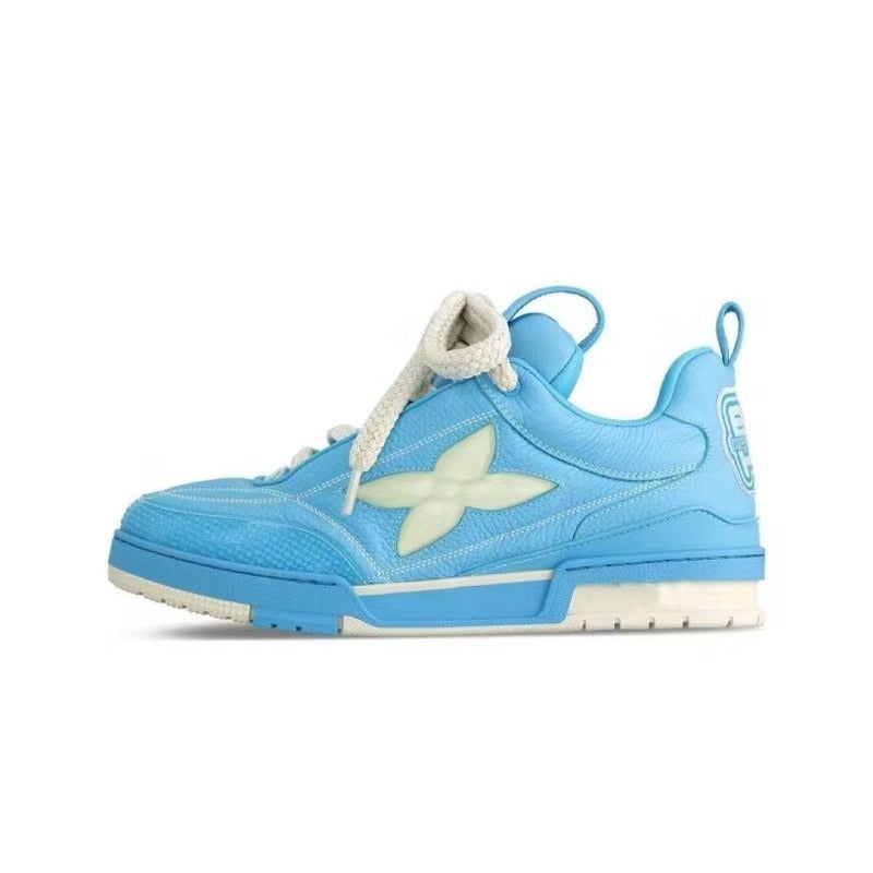 Women's & Men's Chunky Platform Bread Shoes - Leather Low-Top Lace-Up Sneakers, Breathable Non-Slip Casual Sports Shoes