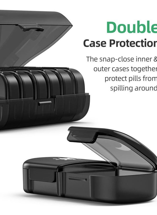 PULIV Extra Large Weekly Pill Organizer 2 Times a Day, One-Side Open Pill Box 7 Day for Easy Filling, Black Privacy Protection AM PM Pill Case for Vitamins, Medication, Supplements, Fish Oils Black - Image 5
