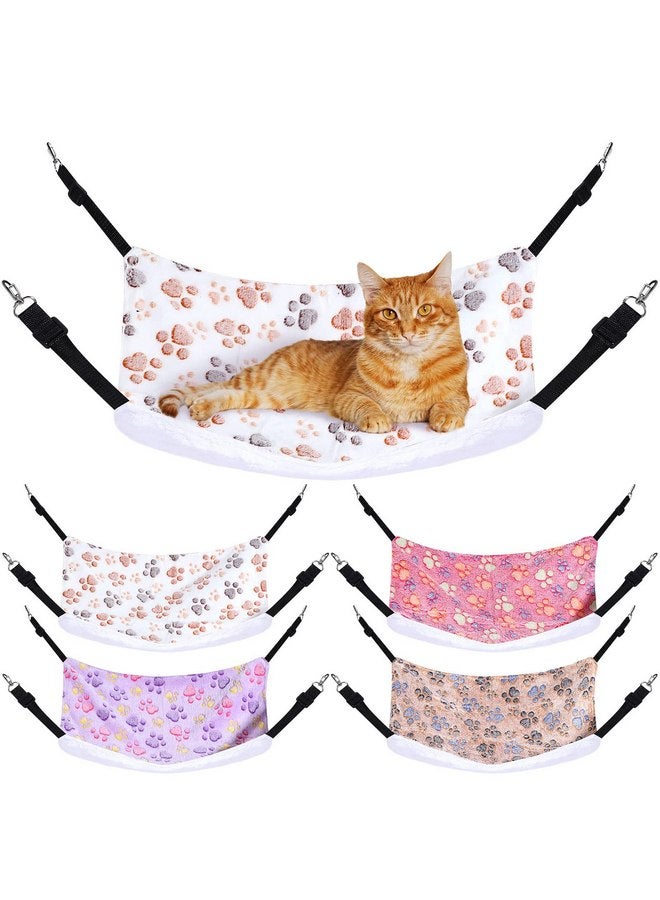 Geelin 4 Pcs Reversible Cat Hanging Hammock Soft Breathable Pet Cage Hammock with Adjustable Straps and Metal Hooks Double Sided Hanging Bed for Cats Small Dogs Rabbits(16 x 20 Inch, Paw) - Image 1