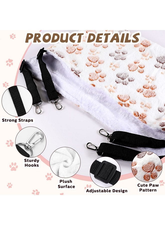 Geelin 4 Pcs Reversible Cat Hanging Hammock Soft Breathable Pet Cage Hammock with Adjustable Straps and Metal Hooks Double Sided Hanging Bed for Cats Small Dogs Rabbits(16 x 20 Inch, Paw) - Image 2
