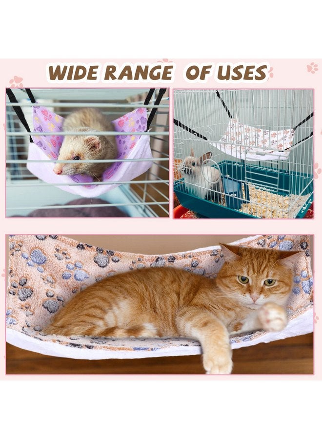 Geelin 4 Pcs Reversible Cat Hanging Hammock Soft Breathable Pet Cage Hammock with Adjustable Straps and Metal Hooks Double Sided Hanging Bed for Cats Small Dogs Rabbits(16 x 20 Inch, Paw) - Image 3