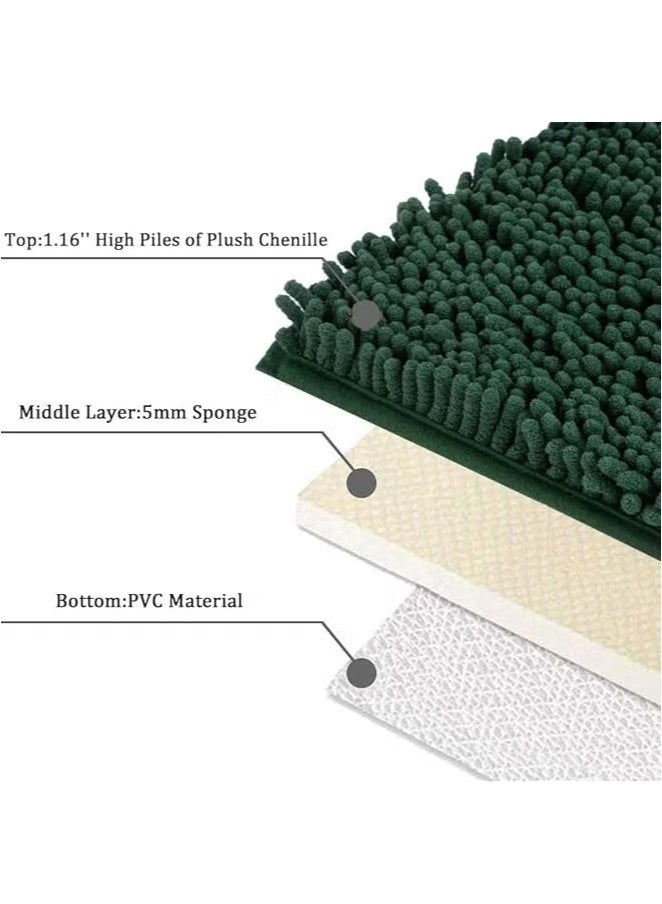 jisimu Chenille Non-Slip Bathroom Mats - Thick High-Density Absorbent Bath Carpet with Anti-Slip Floor Mats  - Image 3