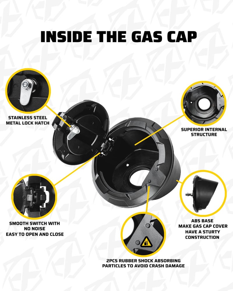 Xprite غطاء قفل خزان الغاز Xprite متوافق مع جيب رانجلر JK JKU Unlimited Rubicon Sahara من 2007-2018، غطاء باب تعبئة الوقود المصنوع من الألمنيوم، (مفاتيح متضمنة) - Image 4