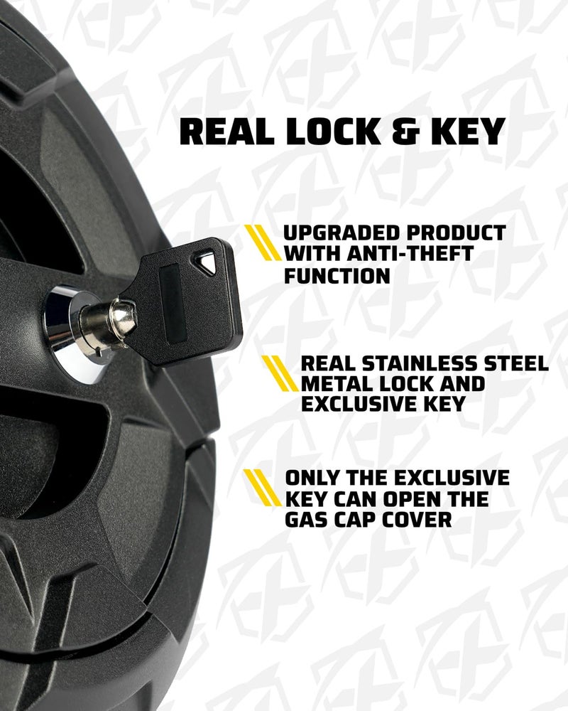 Xprite غطاء قفل خزان الغاز Xprite متوافق مع جيب رانجلر JK JKU Unlimited Rubicon Sahara من 2007-2018، غطاء باب تعبئة الوقود المصنوع من الألمنيوم، (مفاتيح متضمنة) - Image 3