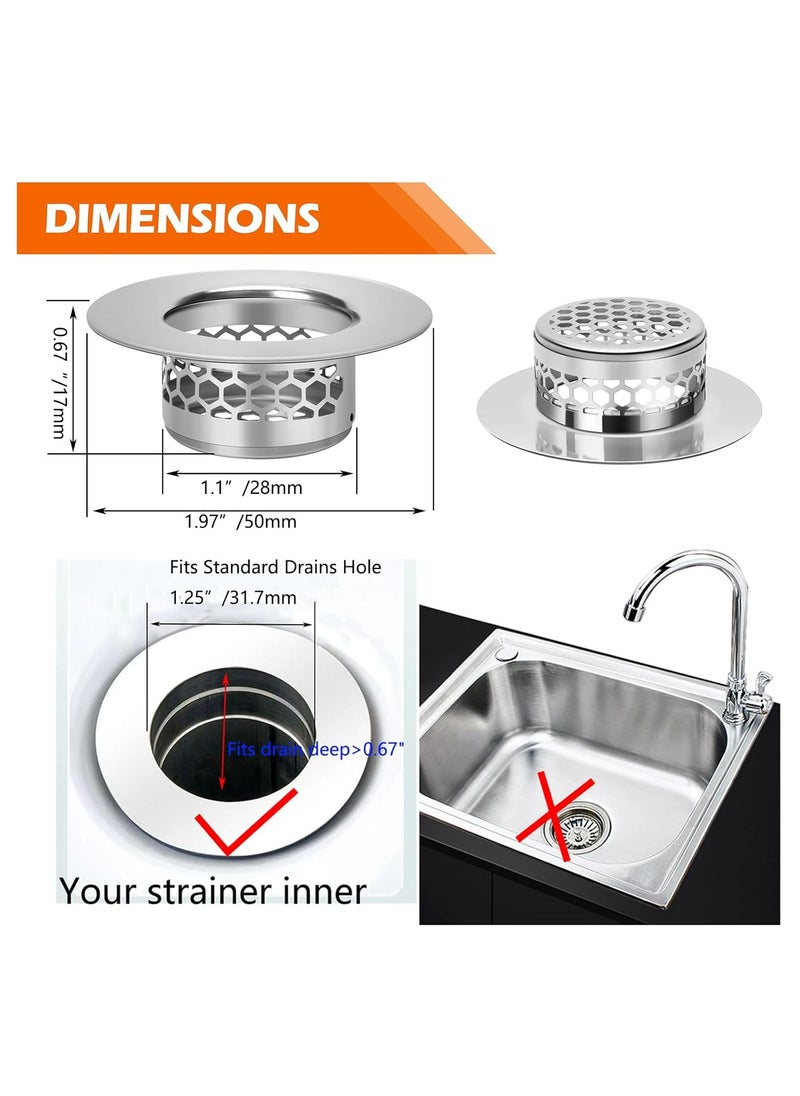 Oasisgalore 3 Pack Sink Strainer Hair Catcher for Kitchen Lavatory Bathtub，Fit Hole Size from 1.25"  - Image 2