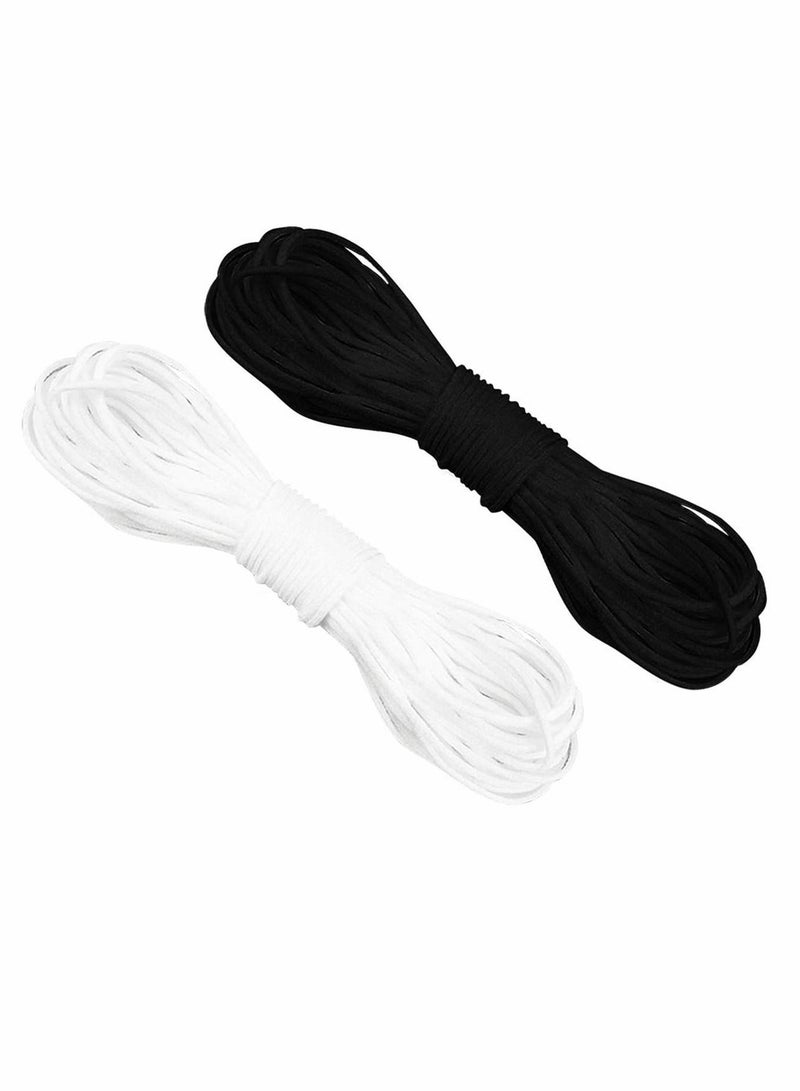 Y&D Elastic Cord for Mask String Sewing Strips Ear Tie Rope High Elasticity Stretch Anti Slip Earloop DIY Black and White - Image 1